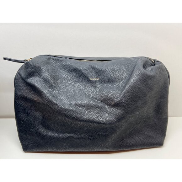 Aldo 2-Piece Black Leather Tote & Pouch Set With Gold Chain Strap - Picture 9 of 13